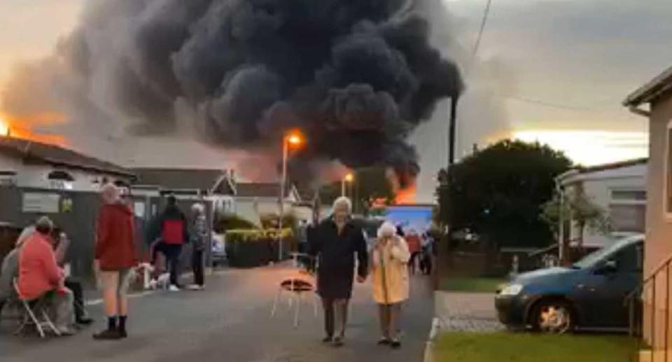 Firefighters have been battling a huge blaze at an industrial building in Kent. (PA)