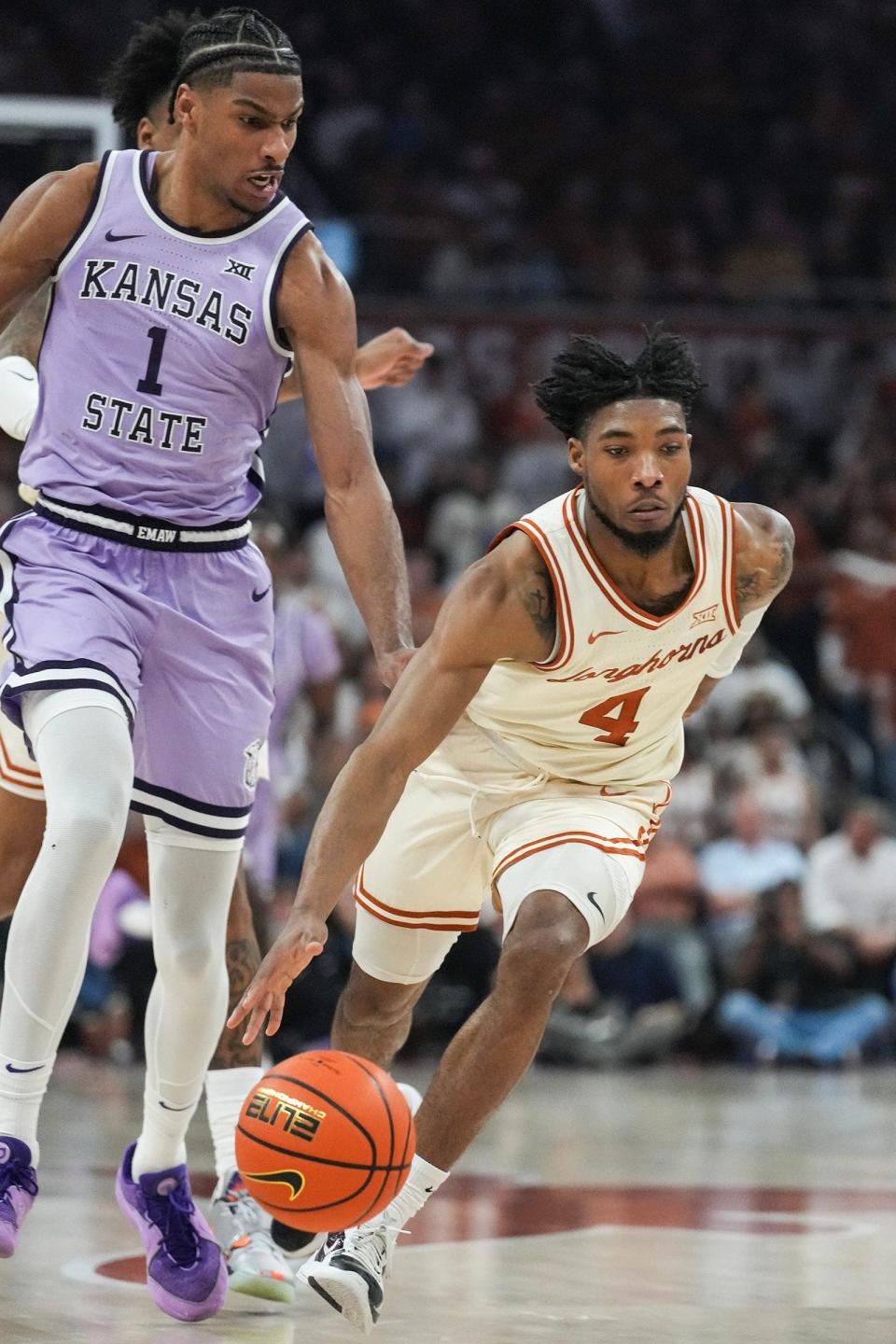 Texas guard Tyrese Hunter was one of the few bright spots for Texas in Saturday's loss at Kansas after scoring 12 points and dishing out four assists. The Longhorns travel to Lubbock for perhaps a final meeting with Texas Tech on Tuesday.