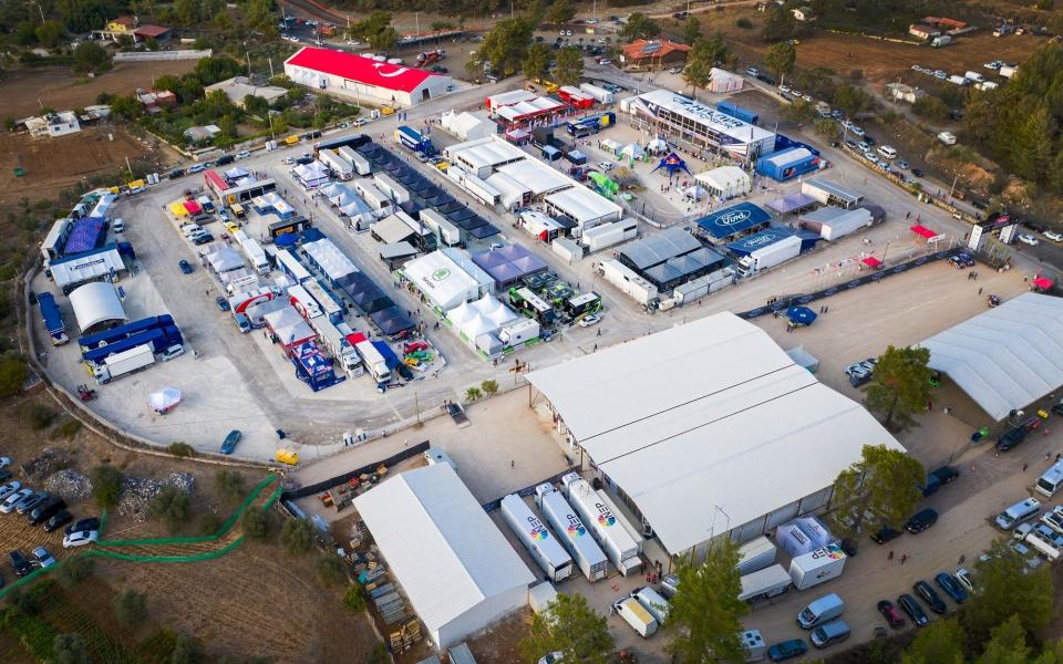 The WRC circus comes to Turkey. These are the team compounds, together with the TV and organisational centres - Anthony Cullen