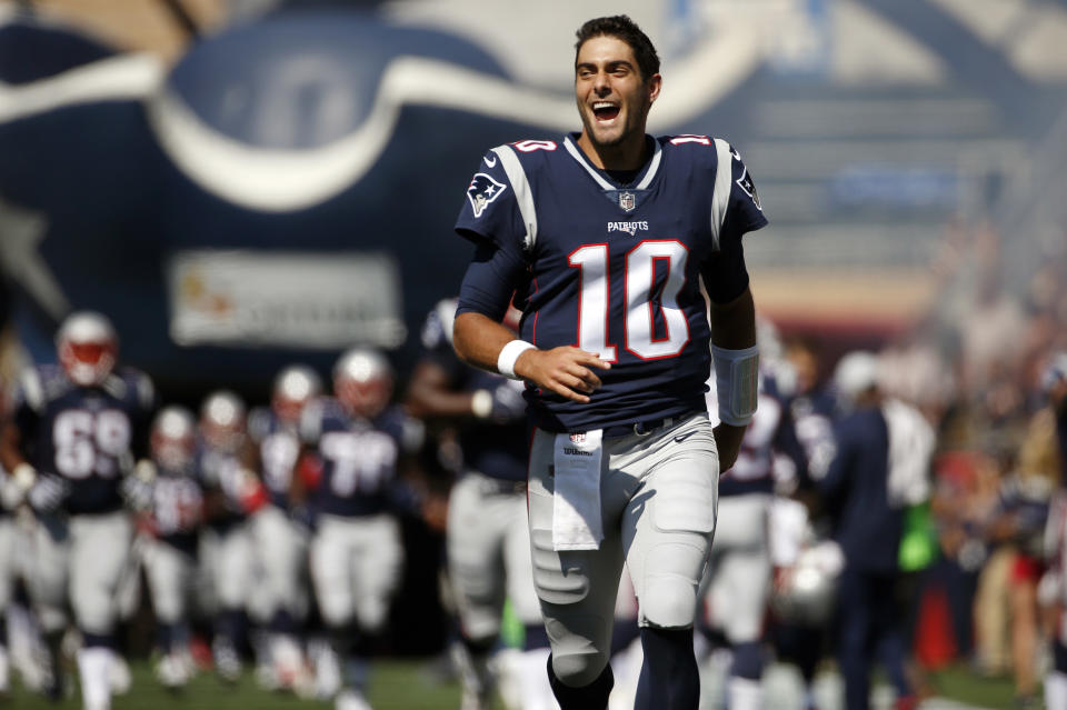 On Monday, Oct. 30, 2017, the Patriots traded Garoppolo to the San Francisco 49ers for a 2018 draft pick. (AP Photo/Michael Dwyer, File)