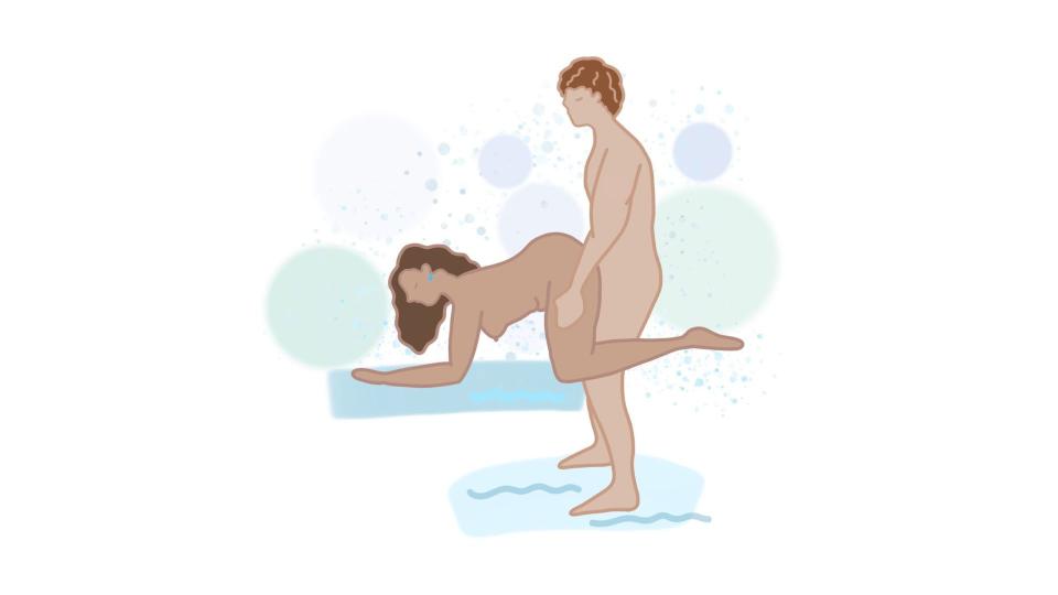 Illustration of the cat cow yoga sex position