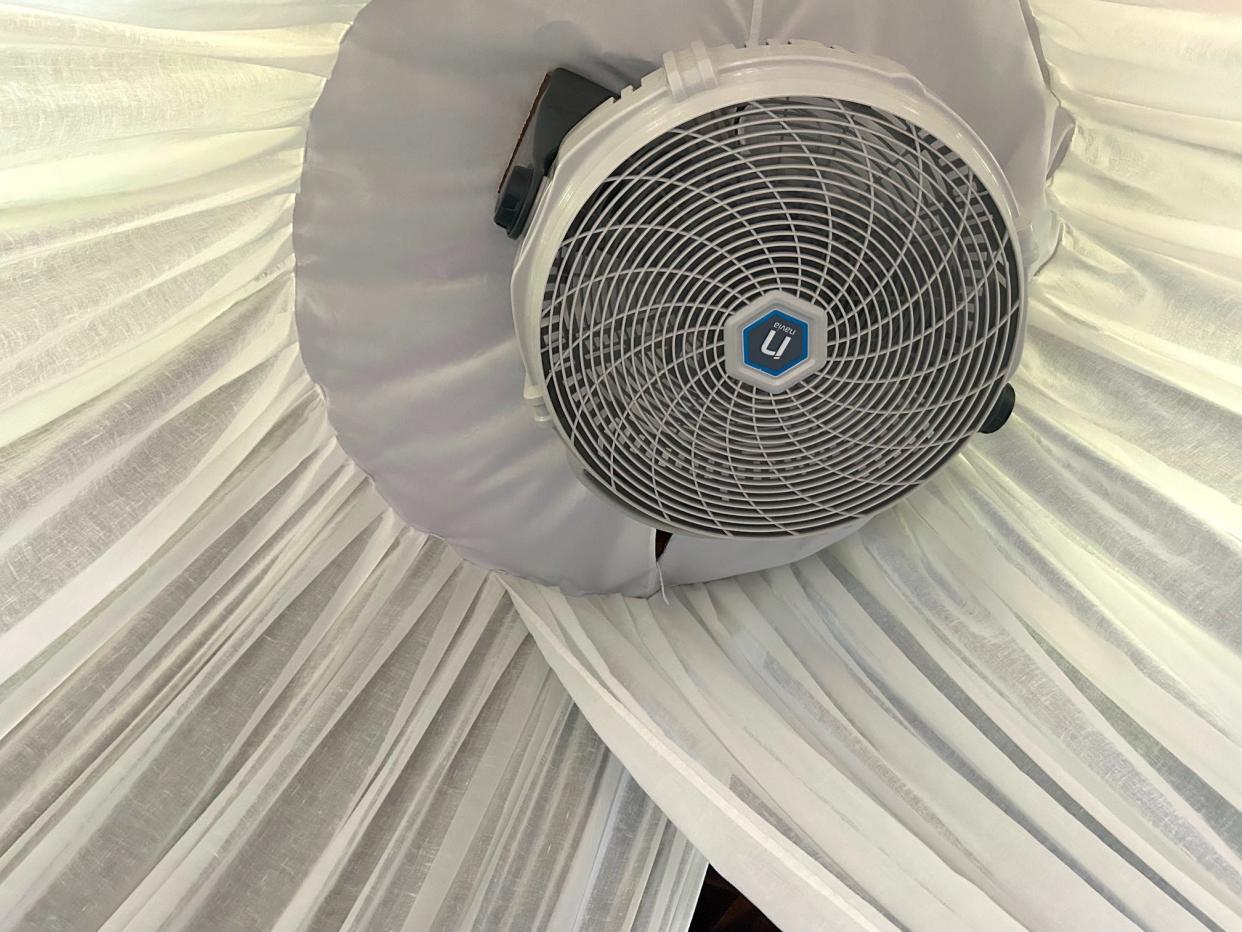 Fan over the bed in Azulik room