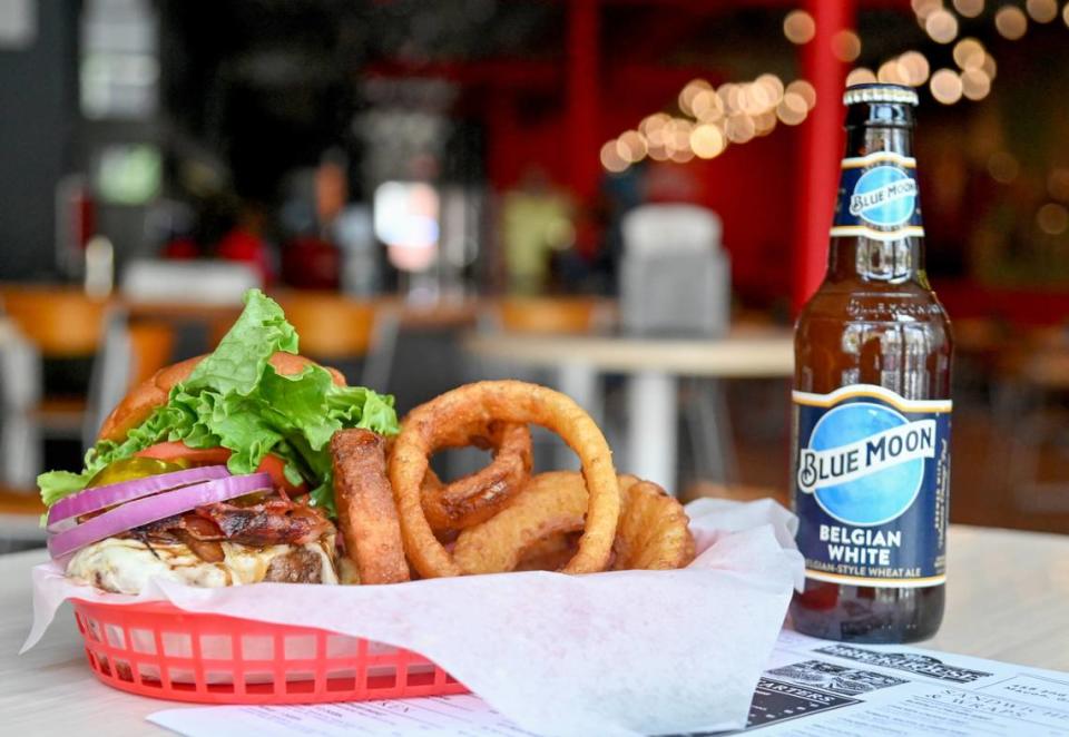 Wagyu burger and onion rings at The Brickhouse Pub & Grub at 458 Second St. in downtown Macon.