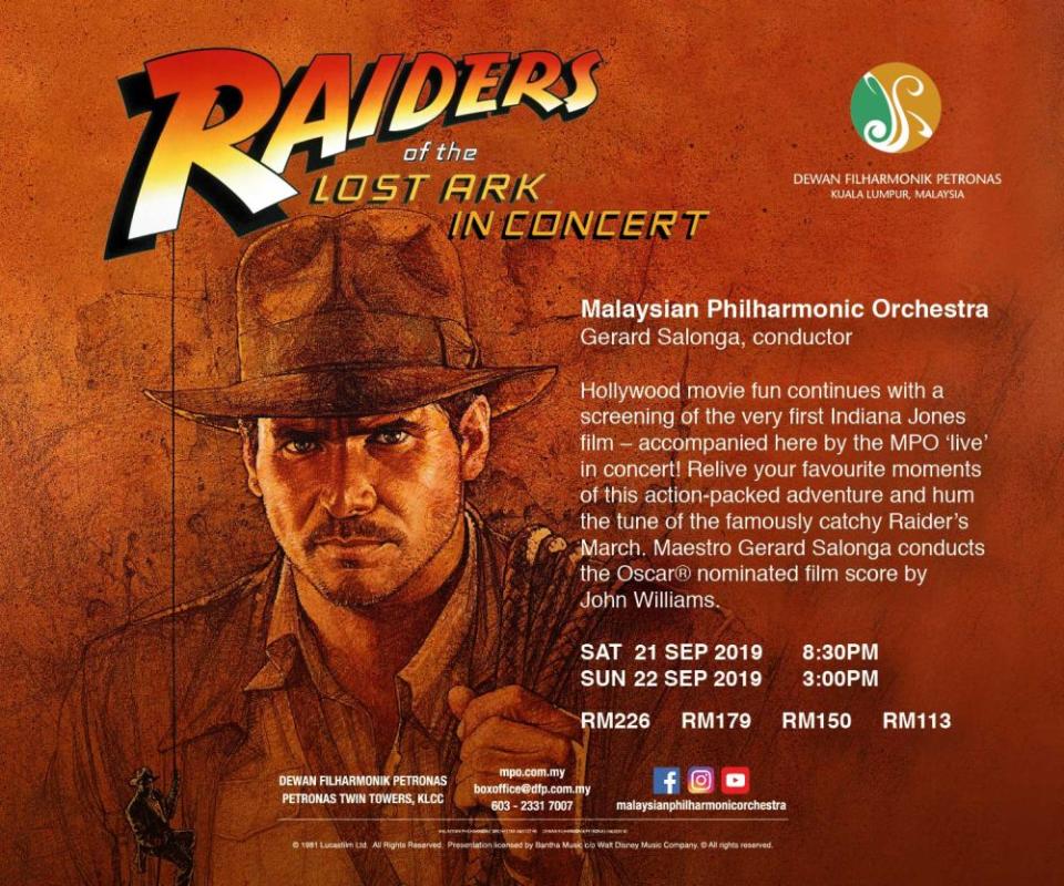 Relive your favourite moments of the 1981 blockbuster ‘Raiders of the Lost Ark’ at the Malaysian Philharmonic Orchestra next weekend. — Pictures courtesy of Philharmonic