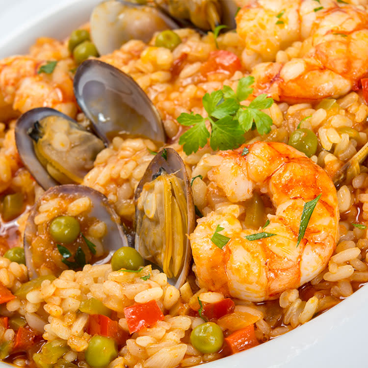 Arroz meloso de almejas y gambas