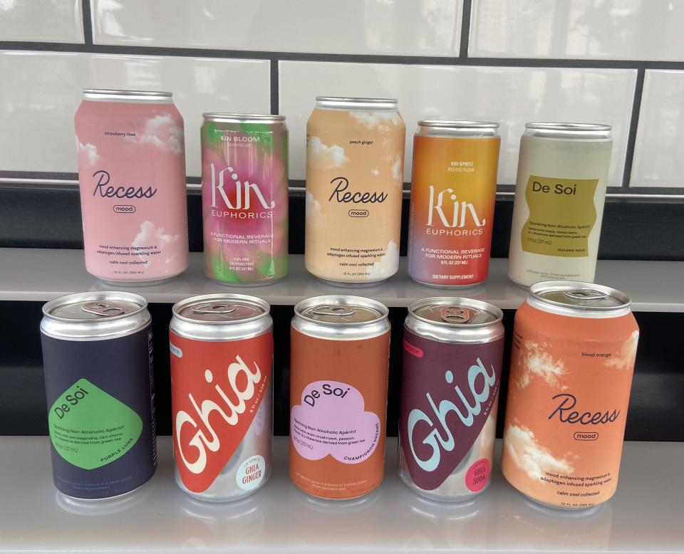 Cans of Kin, Recess, De Soi, and Ghia seltzer