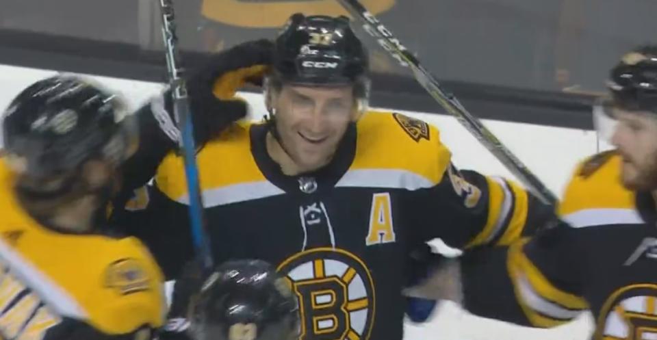 <p>Patrice Bergeron with four goal night</p>