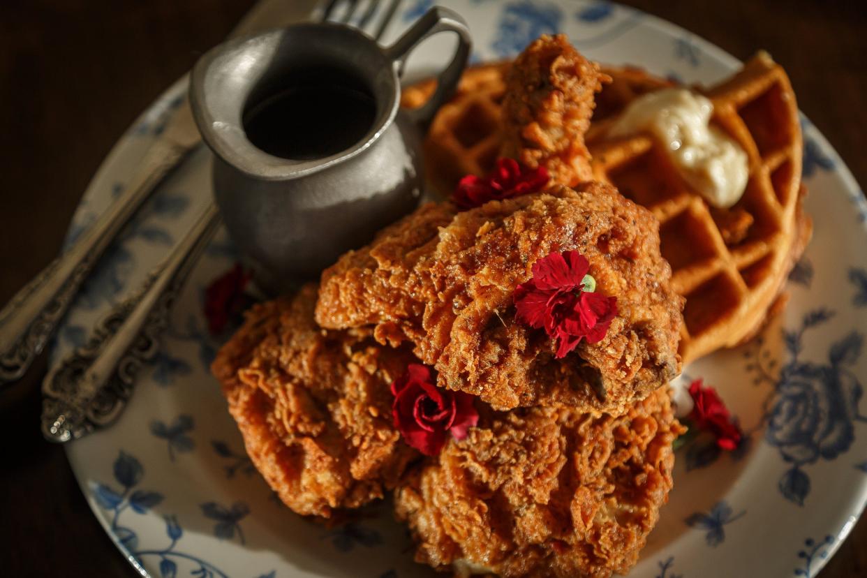 Voodoo Bayou's chicken and waffles plate is a customer favorite at the New Orleans-inspired restaurant at Downtown Palm Beach Gardens.
