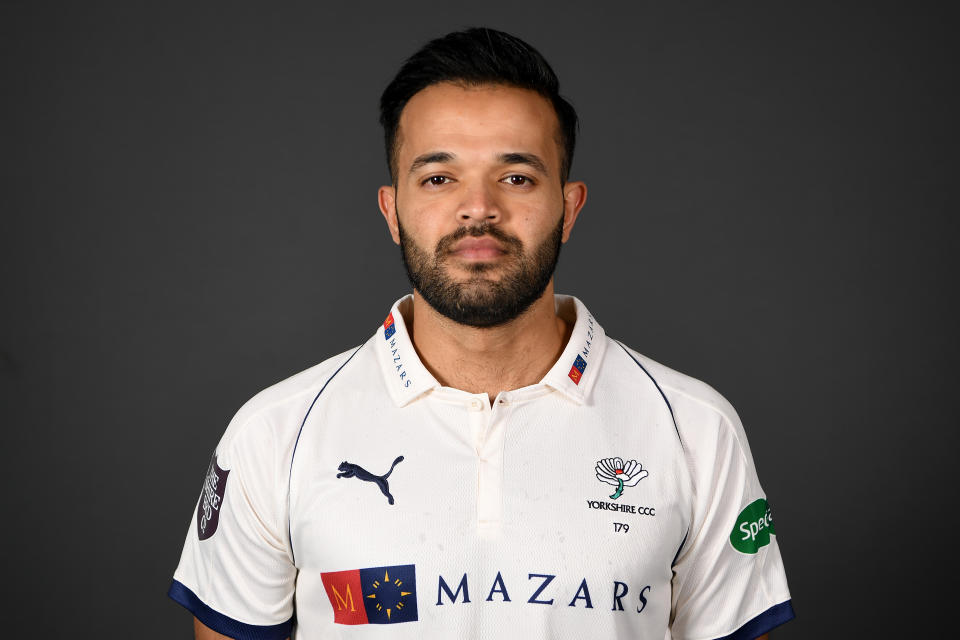 LEEDS, ENGLAND - APRIL 02:  Azeem Rafiq of Yorkshire poses for a portrait during the Yorkshire CCC Media Day at Headingley on April 2, 2018 in Leeds, England.  (Photo by Gareth Copley/Getty Images)