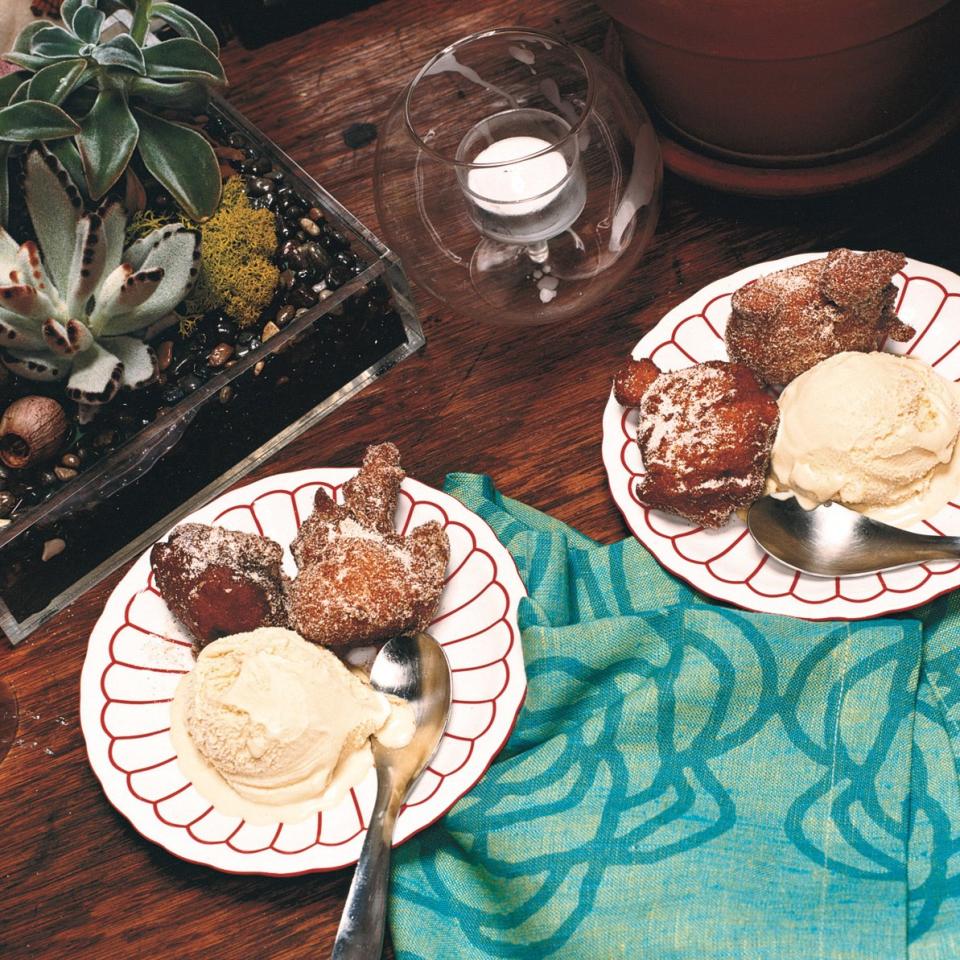 Apple Fritters with Bourbon Ice Cream