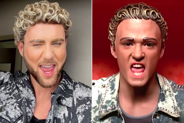 Harry Jowsey/Instagram; @OfficialNSYNC/Youtube Harry Jowsey transformed into Justin Timberlake for 'DWTS'