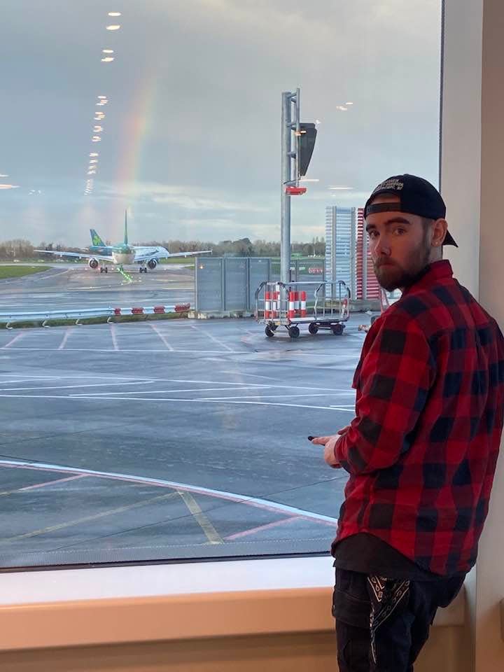 Matt Small awaits departure  from Ireland on Friday March 30, 2023. A rainbow appeared shortly before he left to return to the U.S.