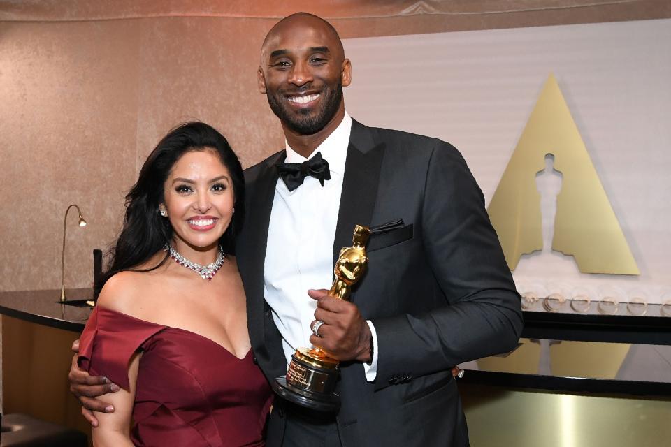 Kobe Bryant and wife Vanessa were all smiles after he won an Oscar in 2018 for his short basketball film, “Dear Basketball.”