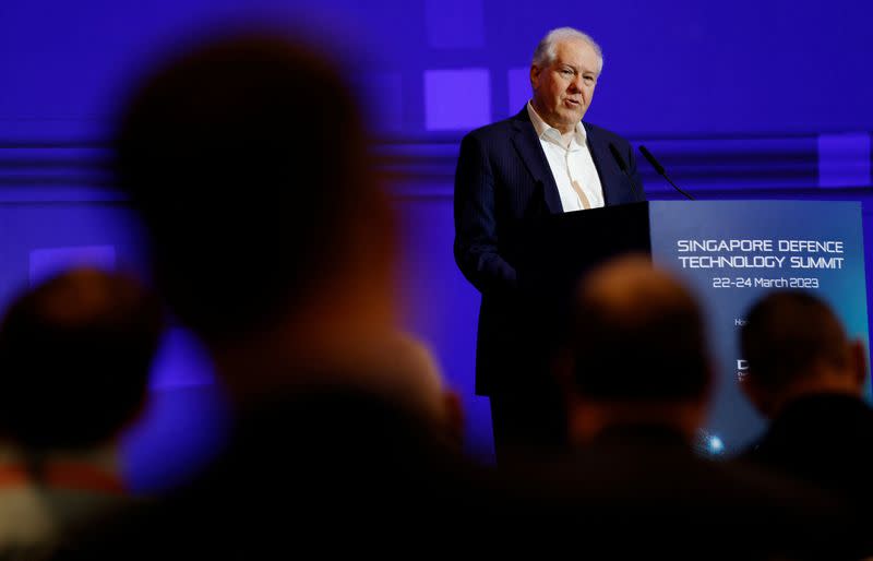 U.S Secretary of the Air Force Frank Kendall speaks at the Singapore Defence Technology Summit in Singapore