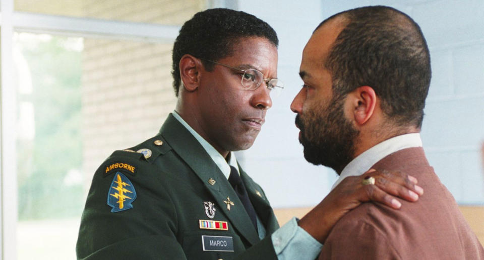 Denzel Washington and Jeffrey Wright in the 2004 remake of The Manchurian Candidate. (Paramount)