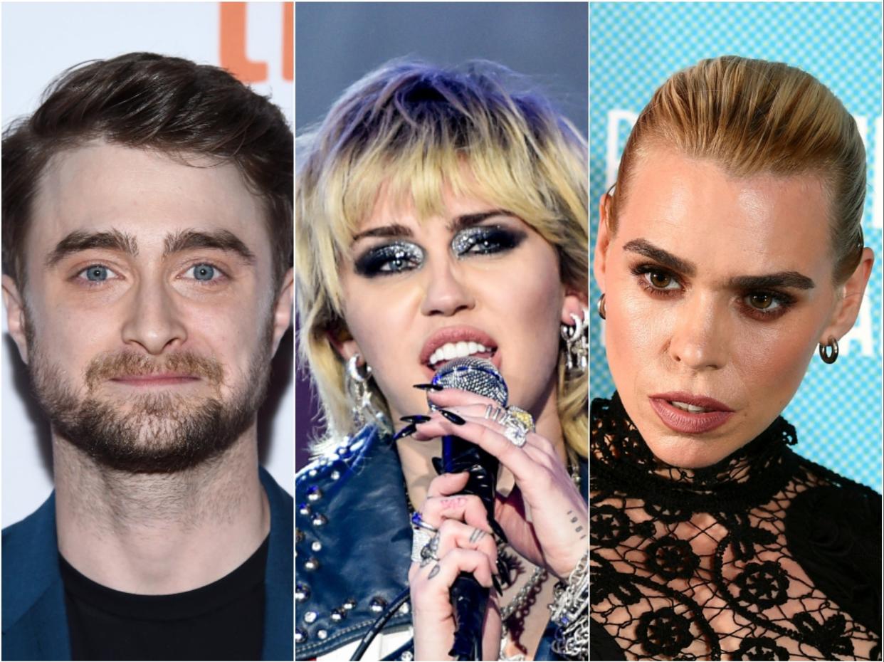 Daniel Radcliffe, Miley Cyrus and Billie Piper are three of the former child stars to have spoken publicly about their experiences (Getty)