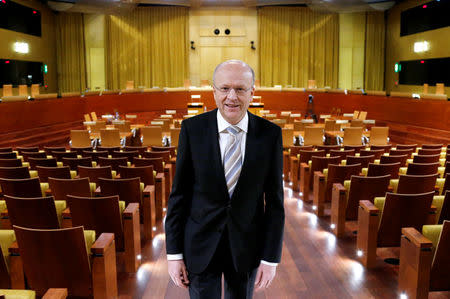 European Court of Justice president Koen Lenaerts poses inside the main courtroom in Luxembourg January 26, 2017. Picture taken January 26, 2017. REUTERS/Francois Lenoir