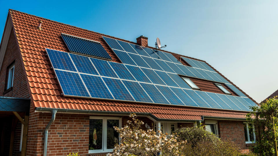 A house with solar panels on the roof