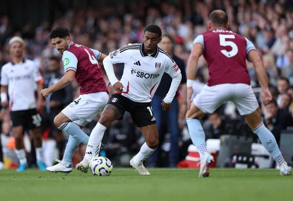 LONDON, ENGLAND: Reiss Nelson of Fulham in action during the Premier League match between Fulham FC and West Ham United FC at Craven Cottage on September 14, 2024. (Photo by Julian Finney/Getty Images)