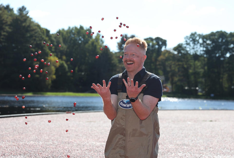 <p>Jesse Tyler Ferguson visits the Ocean Spray Cranberry Bog in Foxborough, Massachusetts, on Oct. 13 to kick off Ocean Spray's #BetterTogether Initiative and to wrap 'thank you' care packages in support of No Kid Hungry.</p>