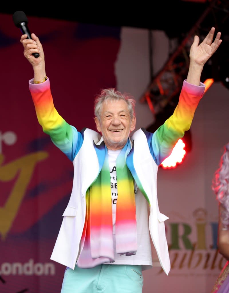 Ian McKellen at Pride in London 2019. Mike Marsland/WireImage for Prid