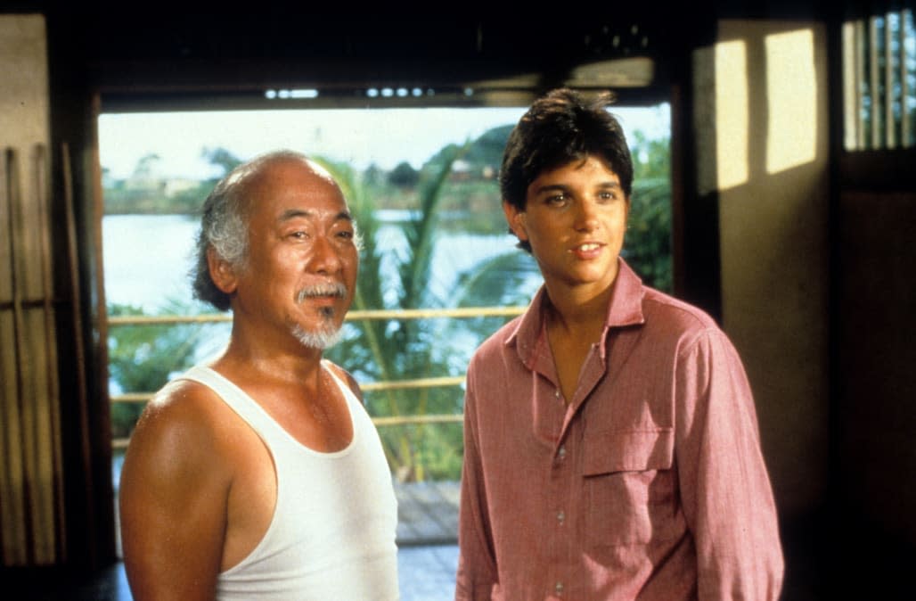 Pat Morita And Ralph Macchio In 'The Karate Kid'