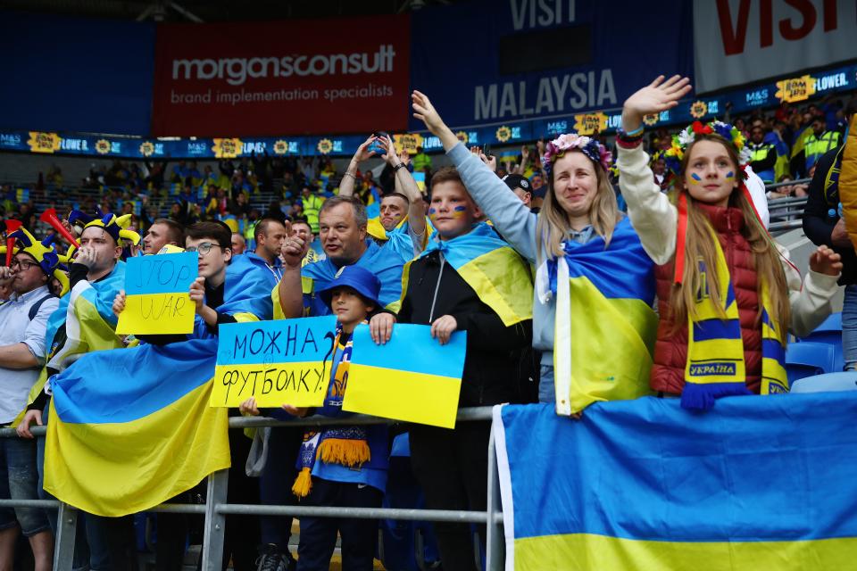 Ukraine fans show their support in Cardiff (Getty Images)