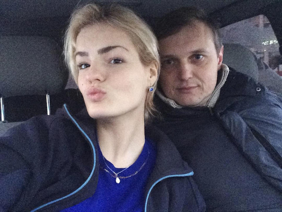 Stefania with her boyfriend Alexey Fateev, who says he came home to find his lover's mutilated body. Source: Australscope