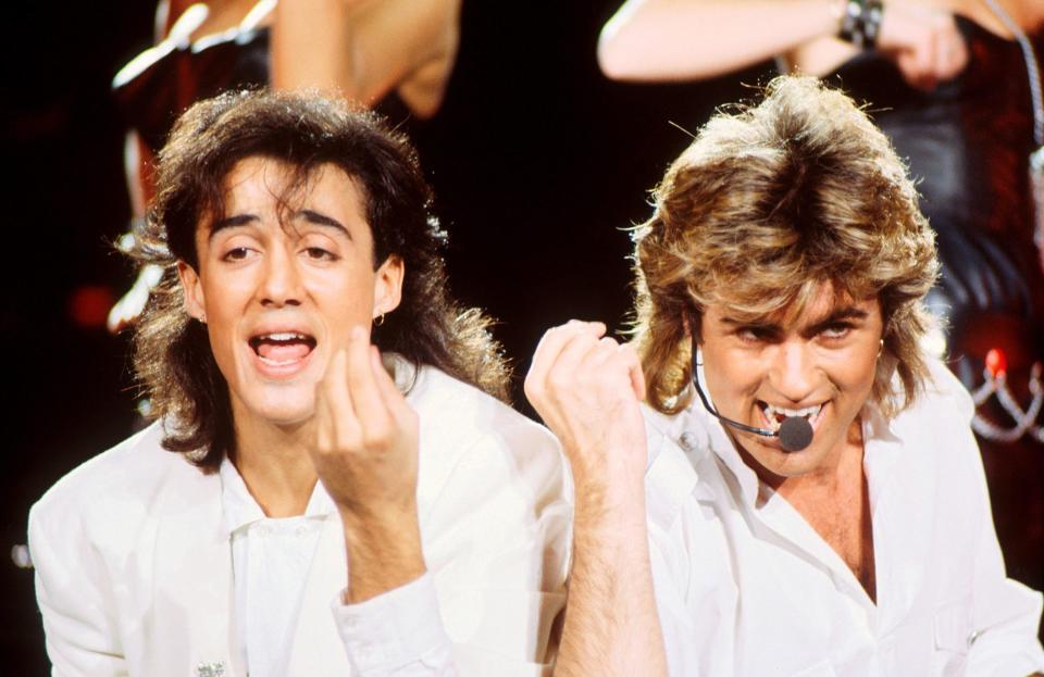 Andrew Ridgeley and George Michael performed as Wham! in Sydney on Jan. 27, 1985.
