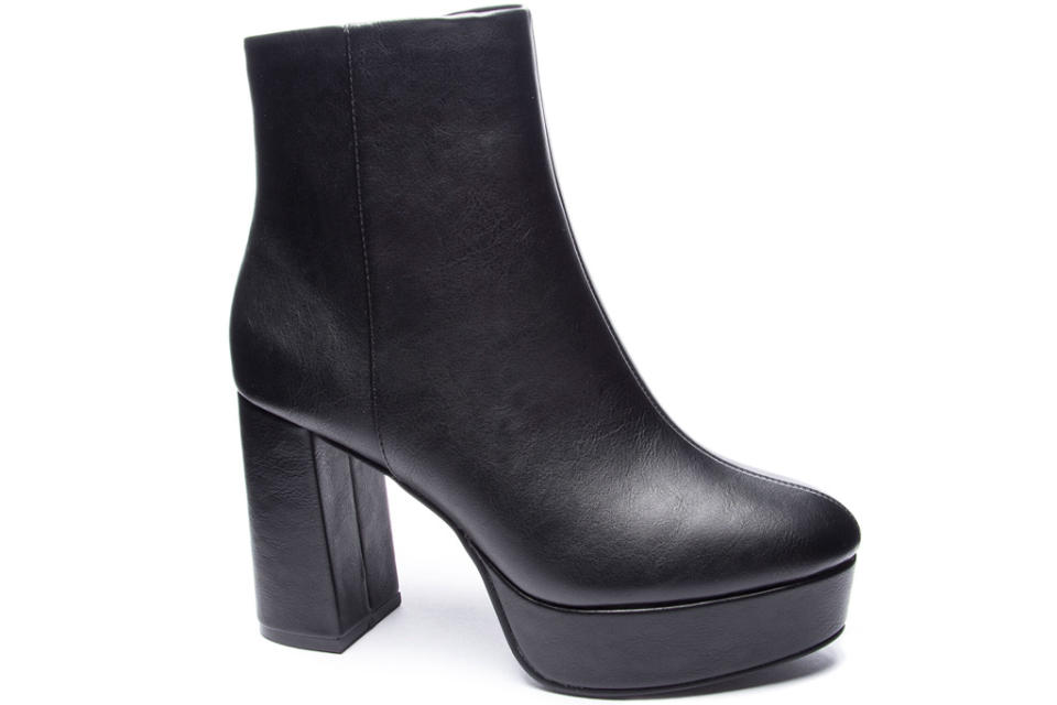 boots, black, heel, leather, platform, chinese laundry