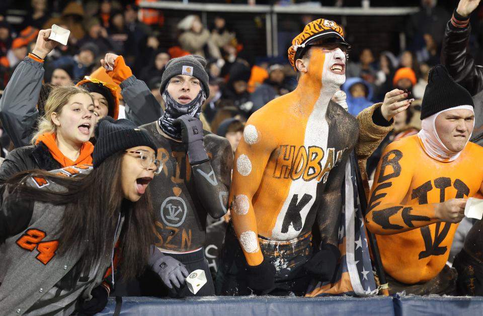 Massillon fans cheer on the Tigers during their win over Hoban in the Division II state finals in Canton.