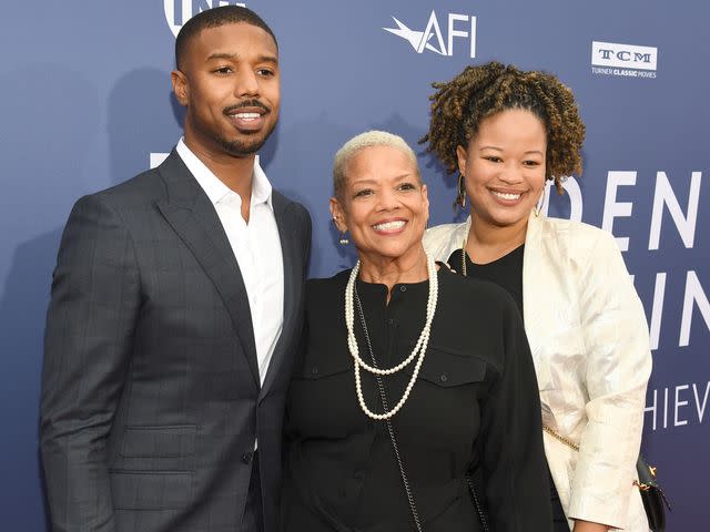 <p>Kevin Mazur/Getty</p> Michael B. Jordan, Donna Jordan, and Jamila Jordan attend the 47th AFI Life Achievement Award Honoring Denzel Washington on June 06, 2019 in Hollywood, California.