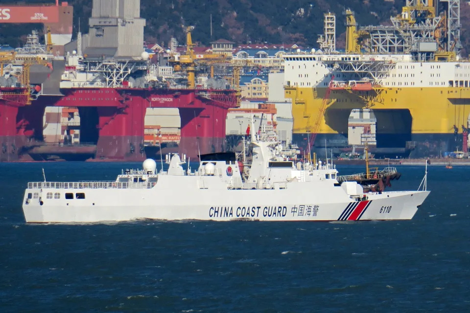 The Type 056 patrol vessel of the Chinese Coast Guard in Zhifu Bay, Yantai, East China's Shandong province, Jan 9, 2023.