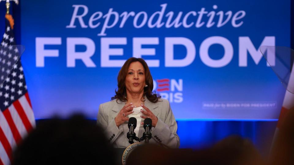 PHOTO: Vice President Kamala Harris speaks about Florida's new 6-week abortion ban during an event, May 1, 2024, in Jacksonville, Fla. (Joe Raedle/Getty Images)