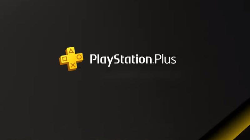 A PlayStation Plus logo sits against a gray background.