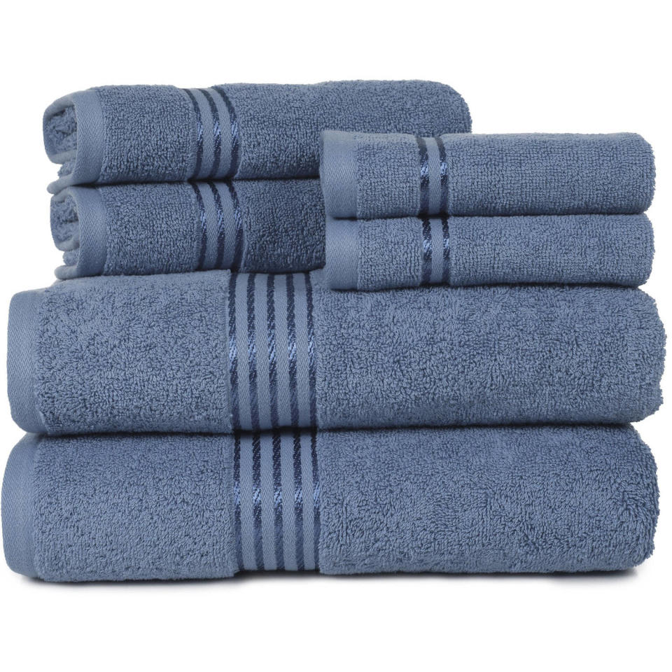 This soft and absorbent towel set is made with 100 percent cotton. (Photo: Walmart)