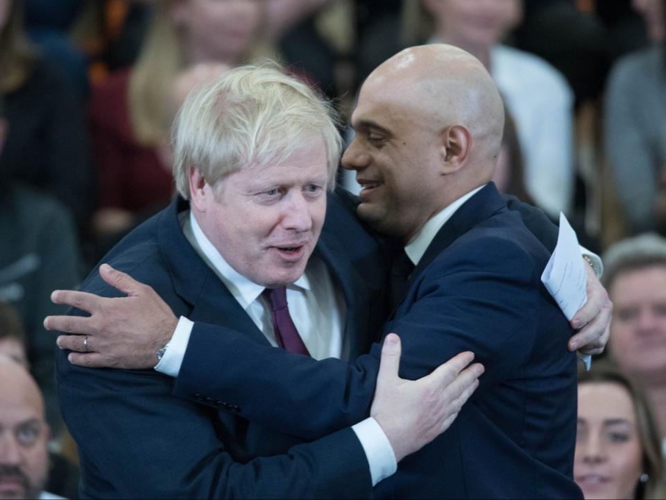 Johnson and then-chancellor Javid in 2019 (PA)