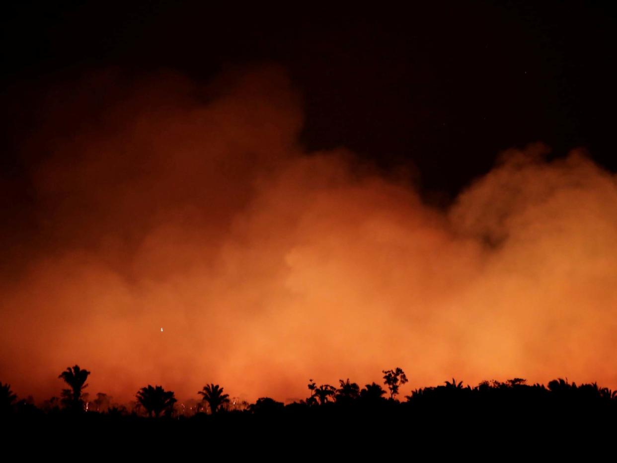 Smoke billows during a fire in the Amazon: REUTERS