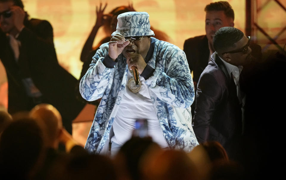 E-40 performs "Tell Me When To Go" at the BET Awards on Sunday, June 25, 2023, at the Microsoft Theater in Los Angeles. (AP Photo/Mark Terrill)