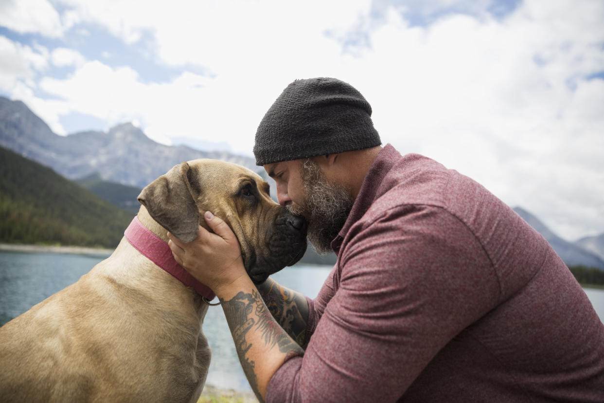 People are posing with dogs that don't belong to them. [Photo: Getty]