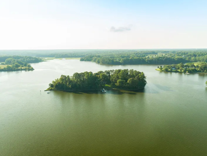 Tippity Whicity Island is a five-acre landmass in the Chesapeake River.