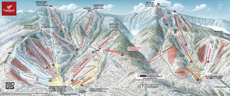 Sugarbush terrain map courtesy of Sugarbush Resort.