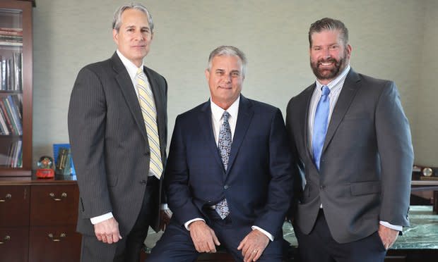 Fort Lauderdale- from left, Christopher W. Royer and Joseph J. Slama of Krupnick Campbell Malone Buser Slama Hancock and John Mooney, of John D. Mooney P.A. Photo: J. Albert Diaz/ALM.