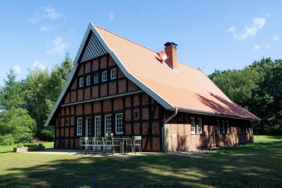 <p>Looking to get away from it all for a couple of days? This rustic timber house, situated in the middle of a forest in north west Germany, has been recently renovated. Just 30 kilometres from Osnabrück, features include a wood-fired barrel sauna, outdoor heated bathtub and stylish Scandi furniture. There's also an in-house library for afternoon reading. </p><p>This farmhouse is available to rent via <a href="https://www.vrbo.com/en-gb/p5076282" rel="nofollow noopener" target="_blank" data-ylk="slk:Vrbo;elm:context_link;itc:0;sec:content-canvas" class="link ">Vrbo</a> for £165 per night. </p><p><a class="link " href="https://www.vrbo.com/en-gb/p5076282" rel="nofollow noopener" target="_blank" data-ylk="slk:BOOK NOW;elm:context_link;itc:0;sec:content-canvas">BOOK NOW</a><br></p>