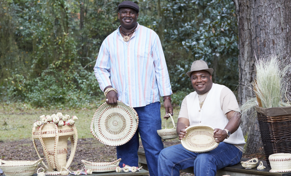 Seventh generation Gullah Michael Smalls and his business partner, Dino Badger, keep the Gullah culture alive by teaching about and selling sweetgrass baskets.