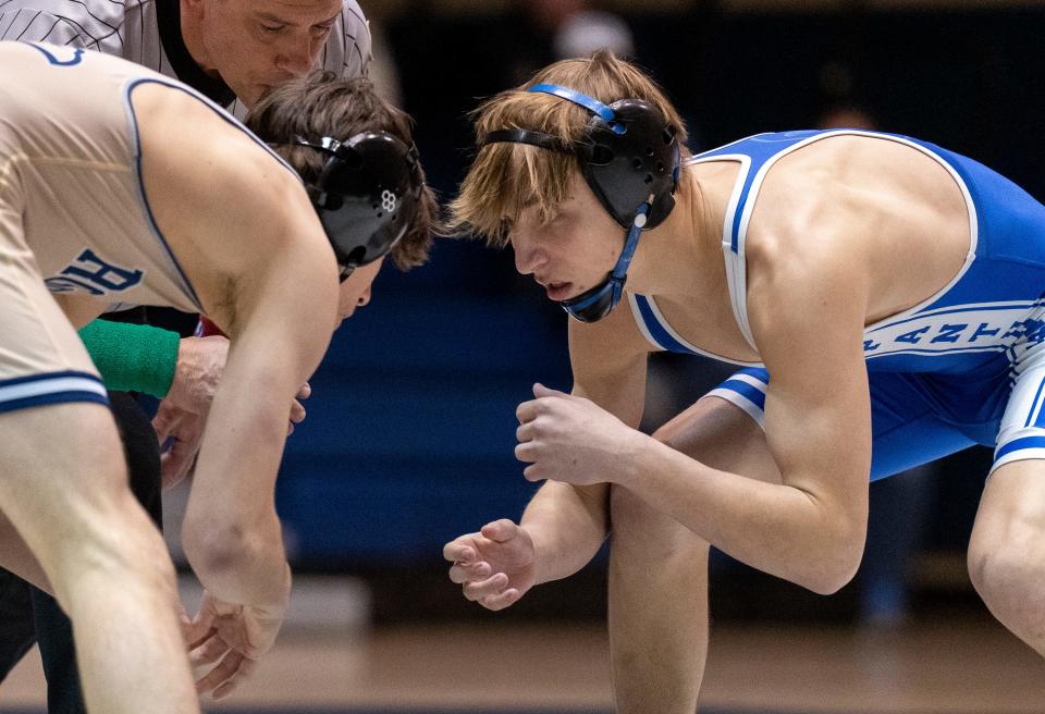 Council Rock South's Anthony Mutarelli (right) spent his first two seasons wrestling for Malvern Prep.