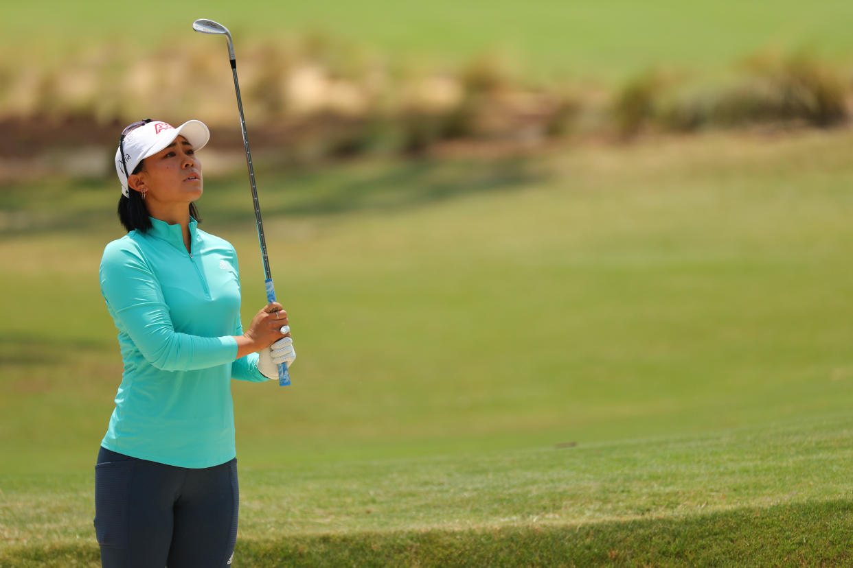 SOUTHERN PINES, NORTH CAROLINA - JUNE 02: Danielle Kang watches a shot from the bunker near the first green during the first round of the 77th US Women's Open Championship at Pine Needles Lodge and Golf Club on June 02, 2022 in Southern Pines, North Carolina. (Photo by Kevin C. Cox/Getty Images)