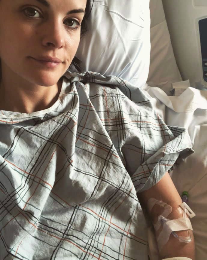 "Blindspot" actress Jaimie Alexander put on a brave face for Twitter after suffering from a ruptured appendix on Mar. 9, 2018. "Hey guys! Appendix ruptured but am on the mend!," she assured fans in a caption for her hospital bed selfie before promoting a new episode of "Blindspot".
