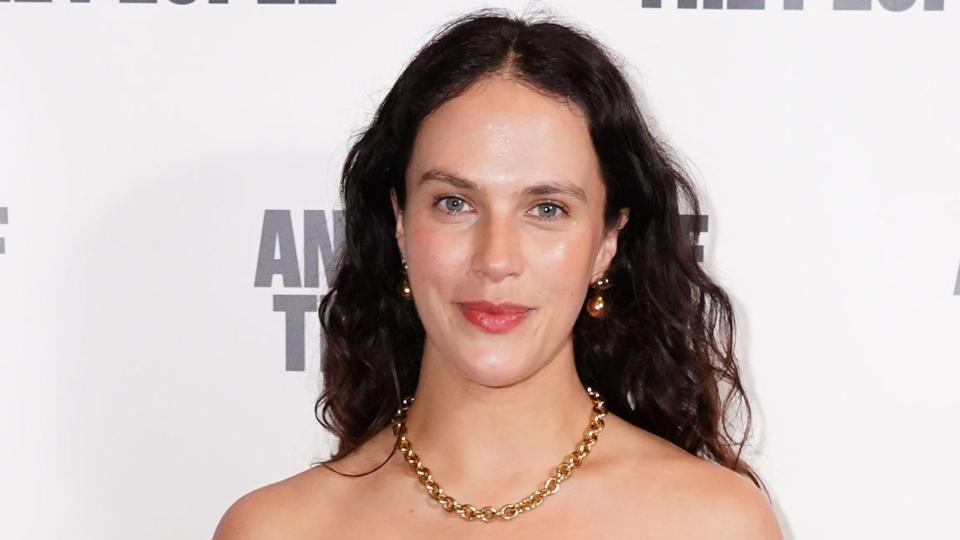 Jessica Brown Findlay red dress