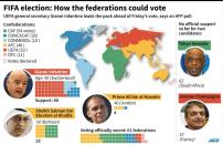 Voting intentions by FIFA condfederation for presidential candidates (AFP count)